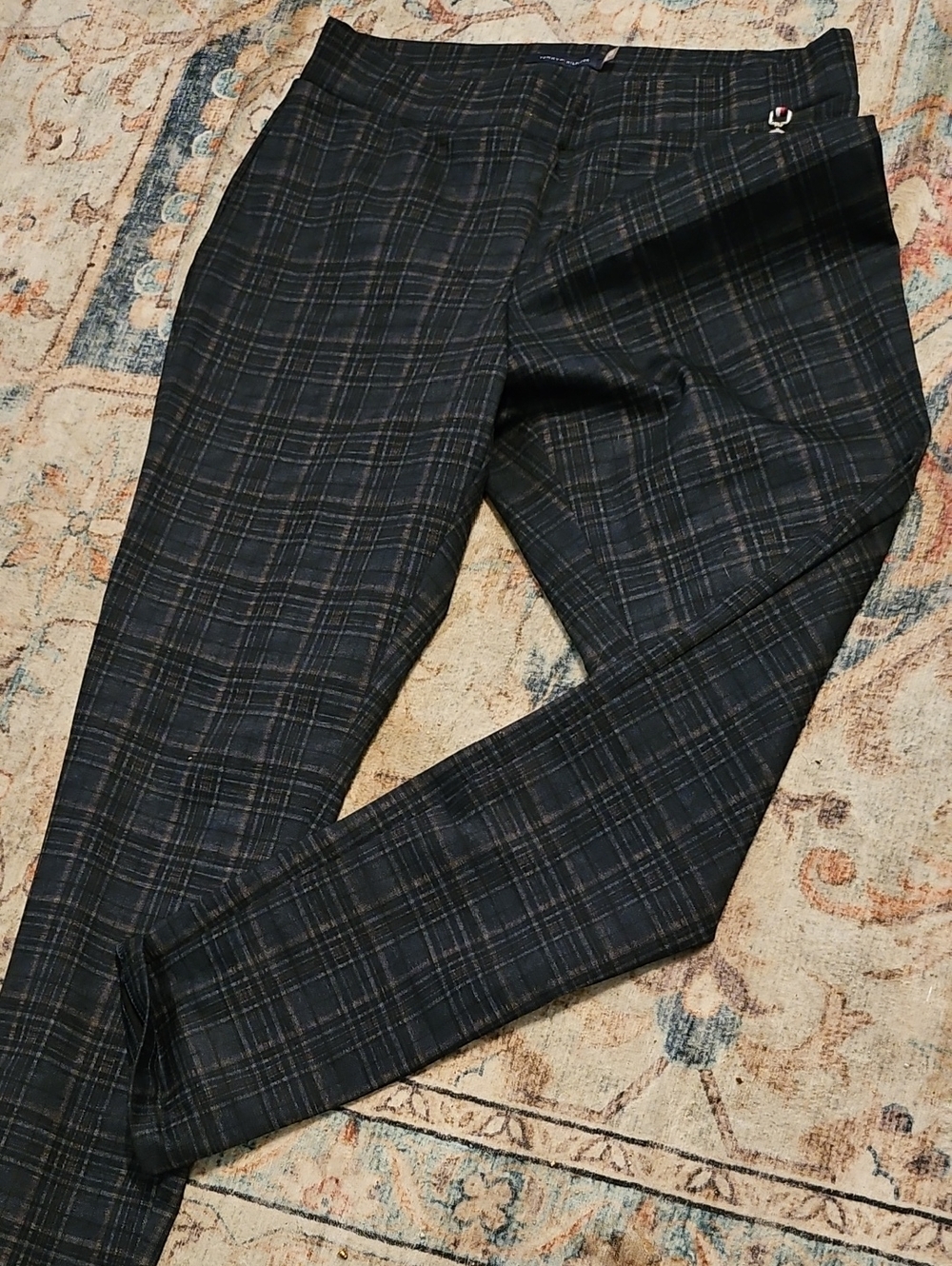 Tommy Hilfiger Navy Plaid Trousers